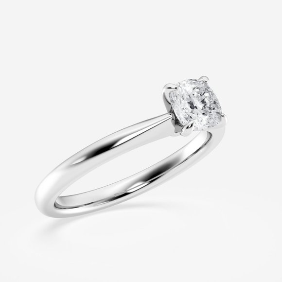 3/4 ctw Cushion Lab Grown Diamond Petite Solitaire Engagement Ring - Picture 2 of 6
